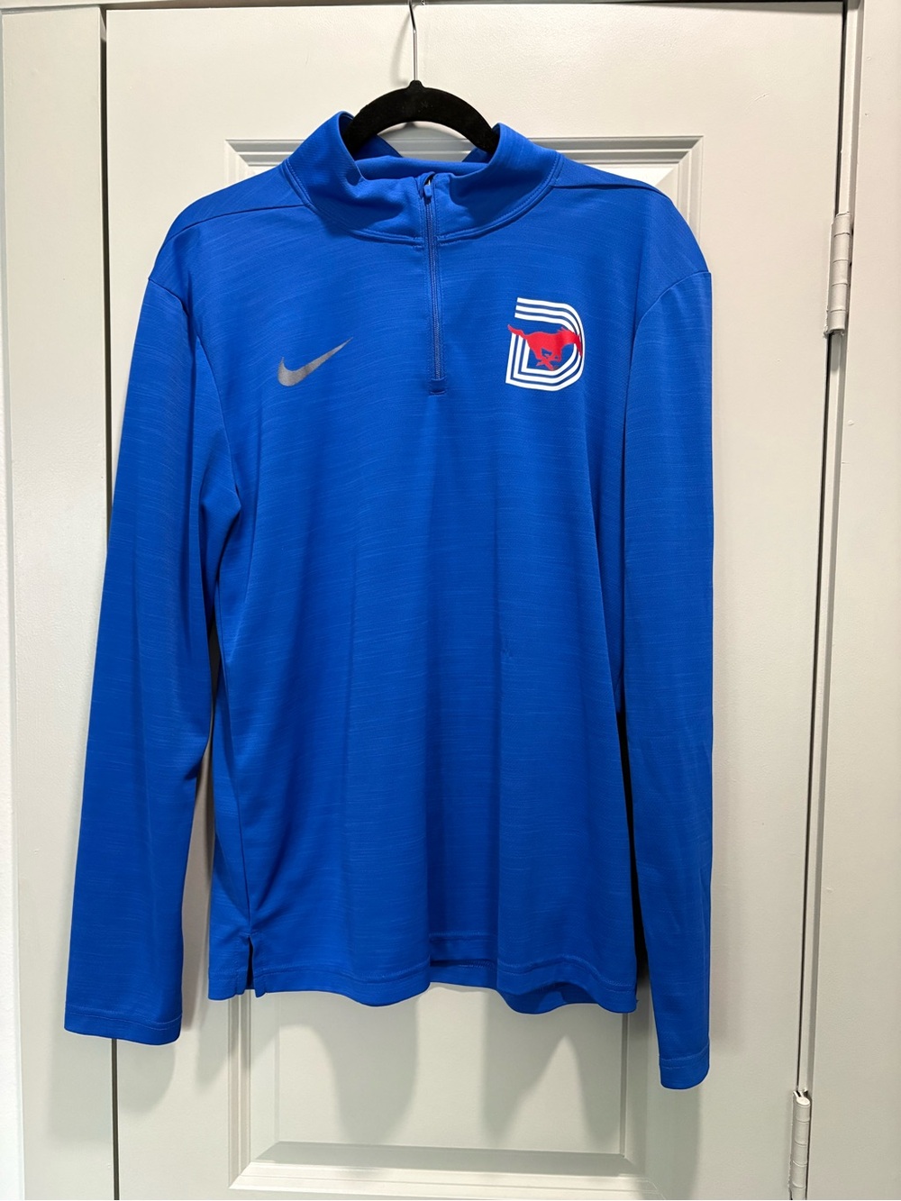Nike SMU Blue Long Sleeve Performance Quarter-Zip Jacket with Silver Swoosh